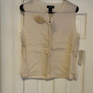 Vintage Will Smith Beige Linen Cropped Sleeveless Blouse